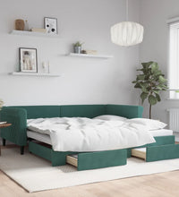 Tagesbett Ausziehbar mit Schubladen Dunkelgrün 100x200 cm Samt