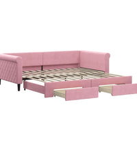 Tagesbett Ausziehbar mit Schubladen Rosa 100x200 cm Samt