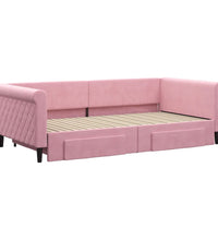 Tagesbett Ausziehbar mit Schubladen Rosa 100x200 cm Samt