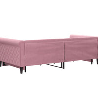 Tagesbett Ausziehbar mit Schubladen Rosa 100x200 cm Samt
