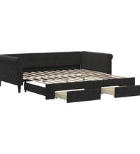 Tagesbett Ausziehbar mit Schubladen Schwarz 100x200 cm Samt