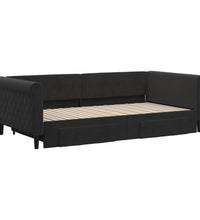 Tagesbett Ausziehbar mit Schubladen Schwarz 100x200 cm Samt