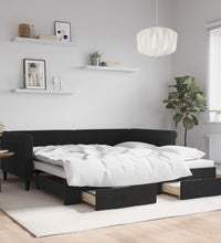 Tagesbett Ausziehbar mit Schubladen Schwarz 100x200 cm Samt