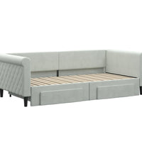 Tagesbett Ausziehbar mit Schubladen Hellgrau 90x190 cm Samt