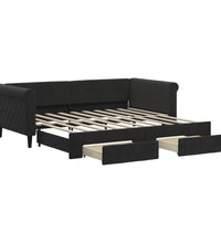Tagesbett Ausziehbar mit Schubladen Schwarz 90x190 cm Samt