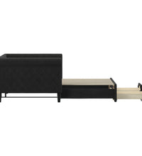 Tagesbett Ausziehbar mit Schubladen Schwarz 90x190 cm Samt