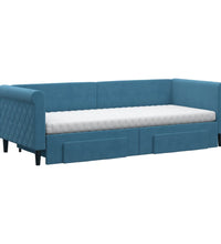 Tagesbett Ausziehbar mit Schubladen Blau 80x200 cm Samt