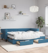 Tagesbett Ausziehbar mit Schubladen Blau 80x200 cm Samt
