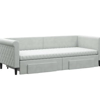 Tagesbett Ausziehbar mit Schubladen Hellgrau 80x200 cm Samt