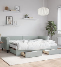 Tagesbett Ausziehbar mit Schubladen Hellgrau 80x200 cm Samt