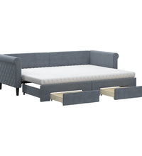 Tagesbett Ausziehbar mit Schubladen Dunkelgrau 80x200 cm Samt