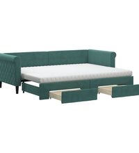 Tagesbett Ausziehbar mit Schubladen Dunkelgrün 80x200 cm Samt