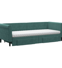 Tagesbett Ausziehbar mit Schubladen Dunkelgrün 80x200 cm Samt