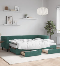 Tagesbett Ausziehbar mit Schubladen Dunkelgrün 80x200 cm Samt