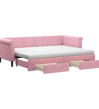 Tagesbett Ausziehbar mit Schubladen Rosa 80x200 cm Samt
