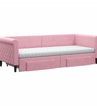 Tagesbett Ausziehbar mit Schubladen Rosa 80x200 cm Samt