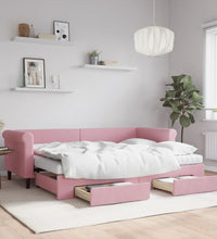 Tagesbett Ausziehbar mit Schubladen Rosa 80x200 cm Samt