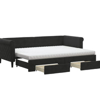 Tagesbett Ausziehbar mit Schubladen Schwarz 80x200 cm Samt