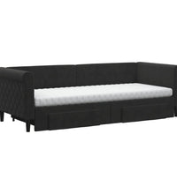 Tagesbett Ausziehbar mit Schubladen Schwarz 80x200 cm Samt