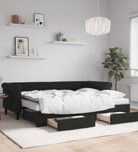 Tagesbett Ausziehbar mit Schubladen Schwarz 80x200 cm Samt