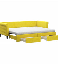Tagesbett Ausziehbar mit Schubladen Gelb 80x200 cm Samt