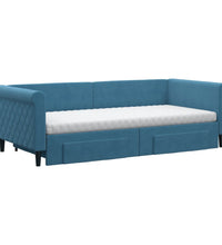 Tagesbett Ausziehbar mit Schubladen Blau 90x200 cm Samt