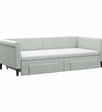 Tagesbett Ausziehbar mit Schubladen Hellgrau 90x200 cm Samt