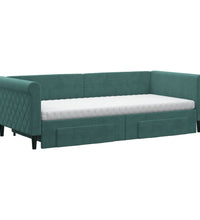 Tagesbett Ausziehbar mit Schubladen Dunkelgrün 90x200 cm Samt