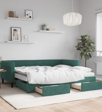 Tagesbett Ausziehbar mit Schubladen Dunkelgrün 90x200 cm Samt