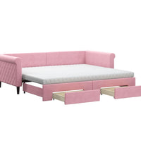 Tagesbett Ausziehbar mit Schubladen Rosa 90x200 cm Samt
