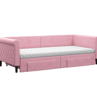 Tagesbett Ausziehbar mit Schubladen Rosa 90x200 cm Samt