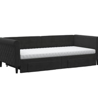 Tagesbett Ausziehbar mit Schubladen Schwarz 90x200 cm Samt