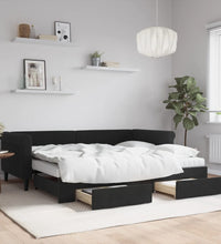 Tagesbett Ausziehbar mit Schubladen Schwarz 90x200 cm Samt