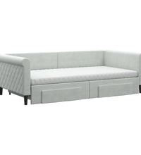 Tagesbett Ausziehbar mit Schubladen Hellgrau 100x200 cm Samt