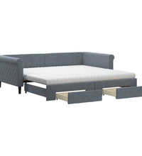Tagesbett Ausziehbar mit Schubladen Dunkelgrau 100x200 cm Samt