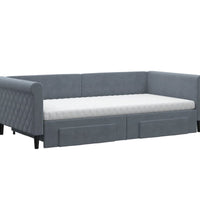 Tagesbett Ausziehbar mit Schubladen Dunkelgrau 100x200 cm Samt