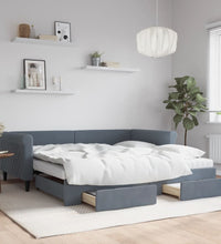 Tagesbett Ausziehbar mit Schubladen Dunkelgrau 100x200 cm Samt