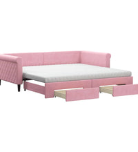 Tagesbett Ausziehbar mit Schubladen Rosa 100x200 cm Samt