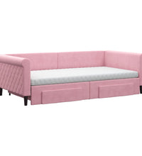 Tagesbett Ausziehbar mit Schubladen Rosa 100x200 cm Samt