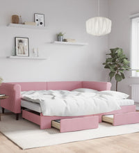 Tagesbett Ausziehbar mit Schubladen Rosa 100x200 cm Samt