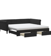 Tagesbett Ausziehbar mit Schubladen Schwarz 100x200 cm Samt