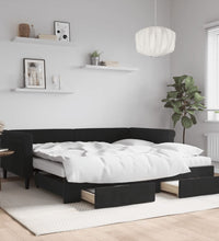 Tagesbett Ausziehbar mit Schubladen Schwarz 100x200 cm Samt