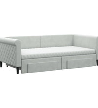 Tagesbett Ausziehbar mit Schubladen Hellgrau 90x190 cm Samt