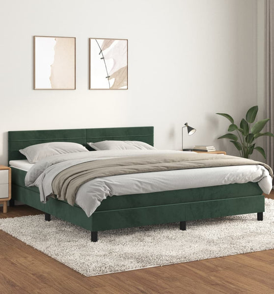 Boxspringbett mit Matratze Dunkelgrün 180x200 cm Samt