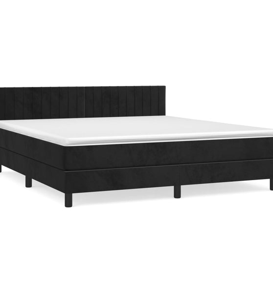 Boxspringbett mit Matratze Schwarz 160x200 cm Samt
