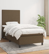 Boxspringbett mit Matratze Dunkelbraun 80x200 cm Stoff