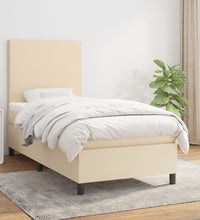 Boxspringbett mit Matratze Creme 90x190 cm Stoff