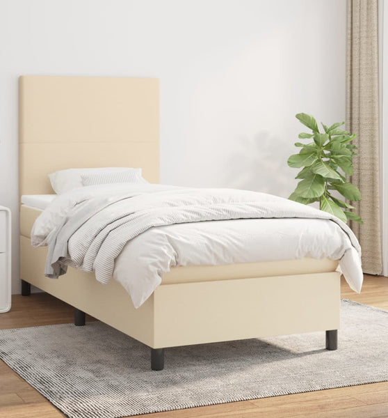 Boxspringbett mit Matratze Creme 90x190 cm Stoff
