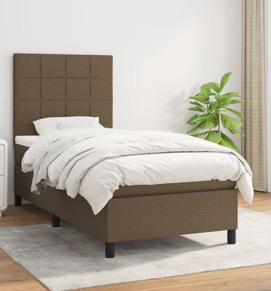 Boxspringbett mit Matratze Dunkelbraun 80x200 cm Stoff