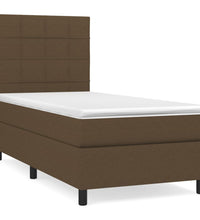 Boxspringbett mit Matratze Dunkelbraun 90x200 cm Stoff